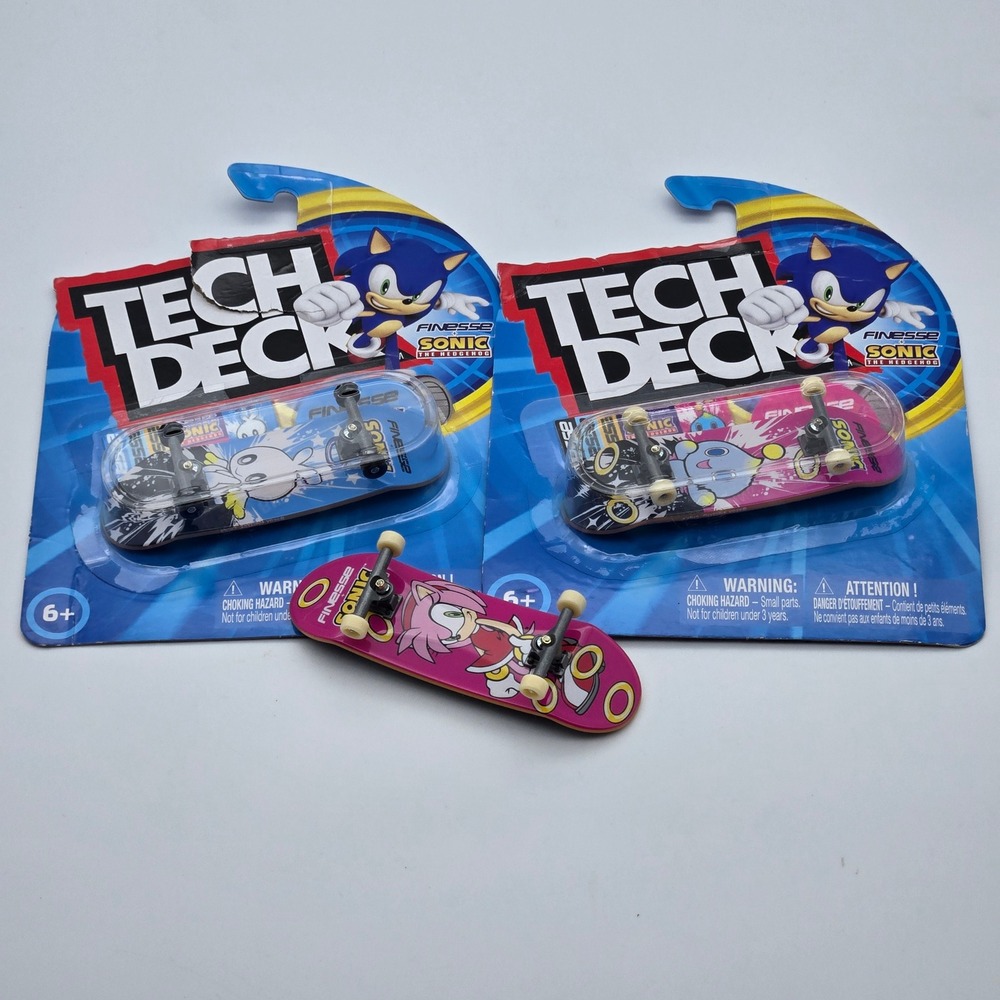 Tech‎ Deck Sonic Fingerboards Lot 3 Blue Multi New Pkg Damage Preloved